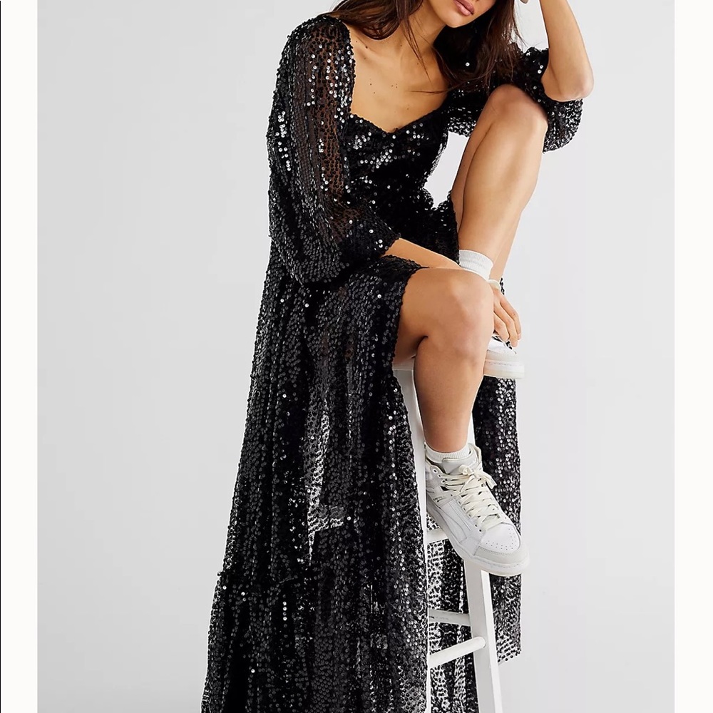 COPY - Free People all black sequin gown (Worn Once)